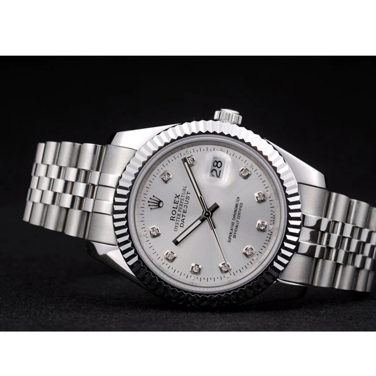 Good Copy Rolex Watches Stainless Steel Silver 41977 Ribbed Rolex Bezel DateJust Dial 0625